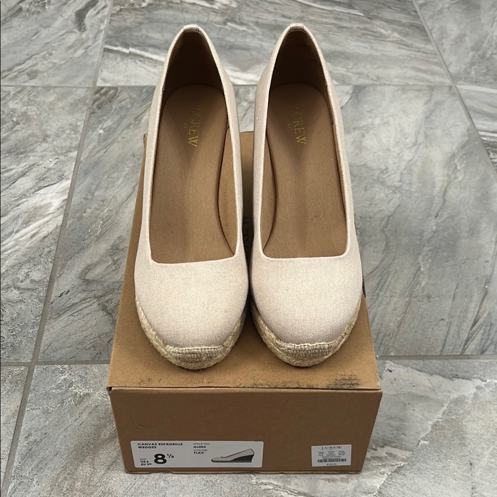 J. Crew Cream Espadrille Wedges with Jute Heel